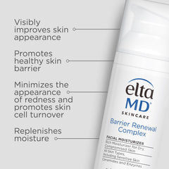 Cream texture close-up of EltaMD Barrier Renewal Complex for smooth skin.