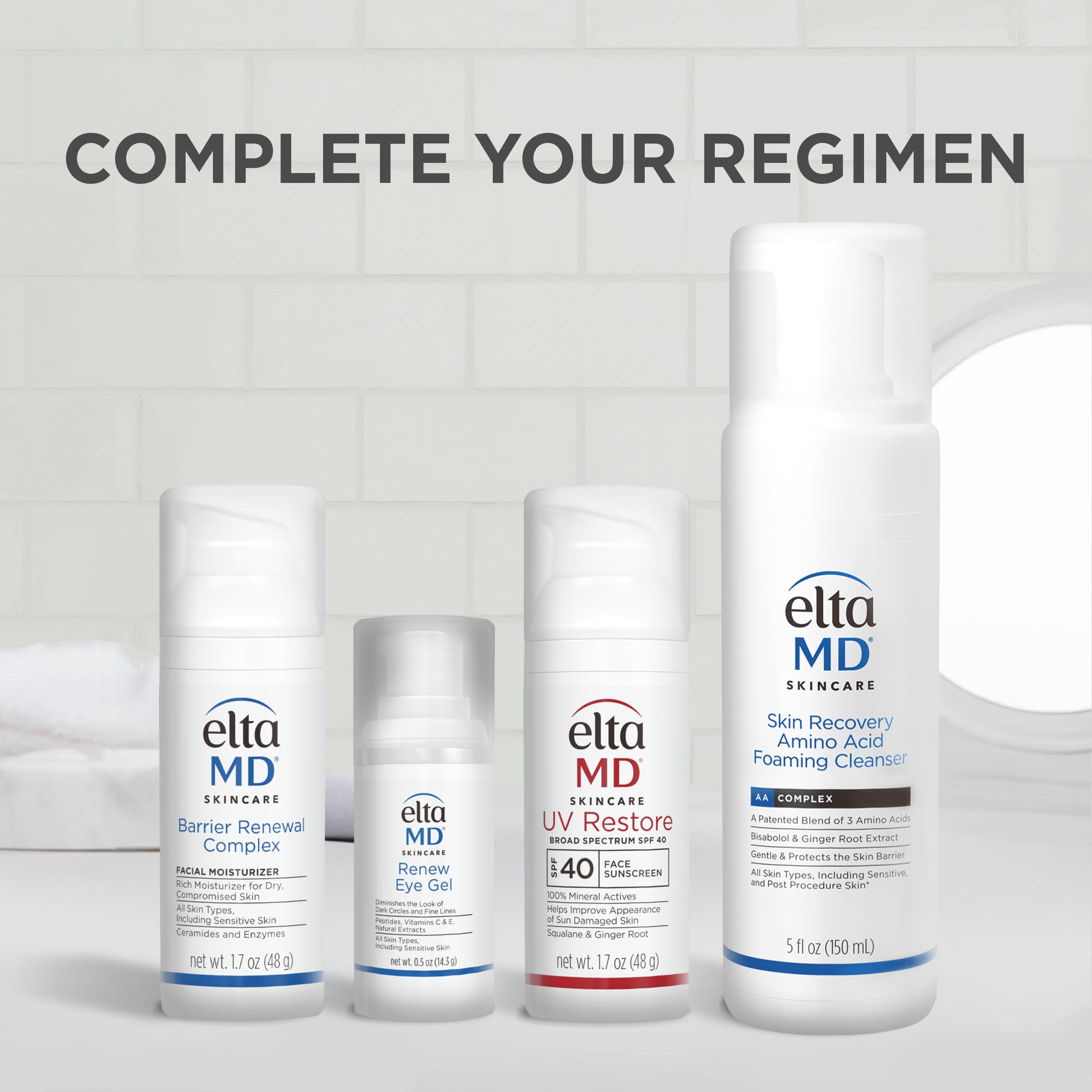 Evening skincare routine featuring EltaMD Barrier Renewal Complex moisturizer.
