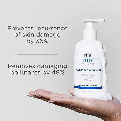 EltaMD foaming cleanser foam close-up with airy bubbles delivering a gentle cleanse.