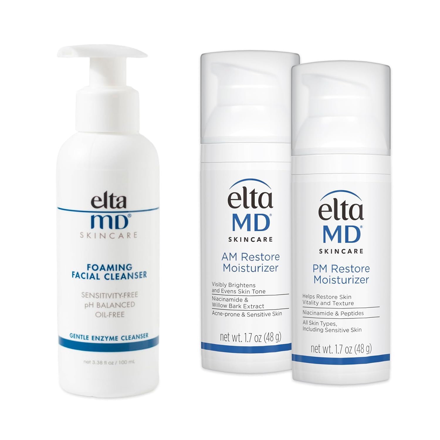 EltaMD Foaming Facial Cleanser dispense highlights gentle cleansing for balanced skin.