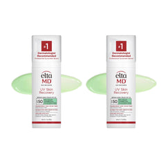 EltaMD green-tinted mineral sunscreen SPF 50 in a 2-pack for redness-neutralizing coverage.