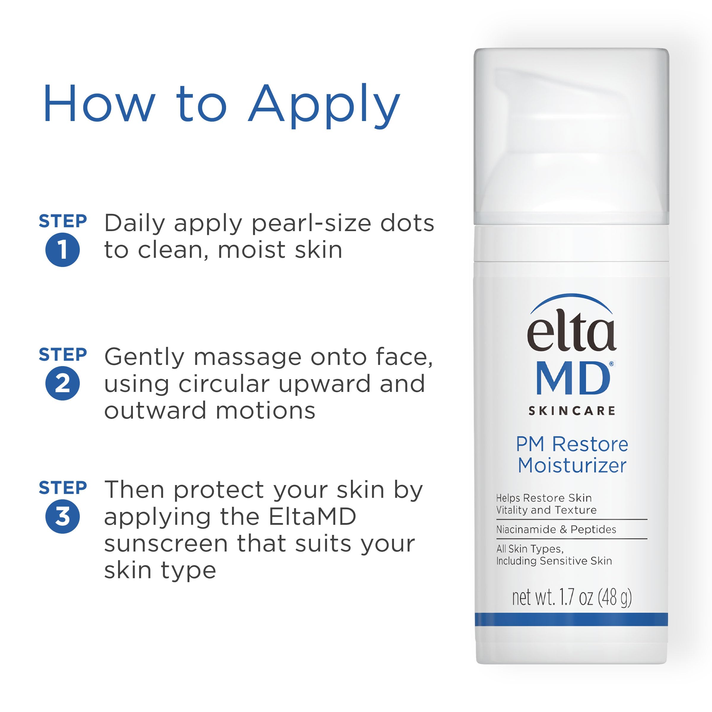 Oil-free and non comedogenic EltaMD PM Restore for all skin types