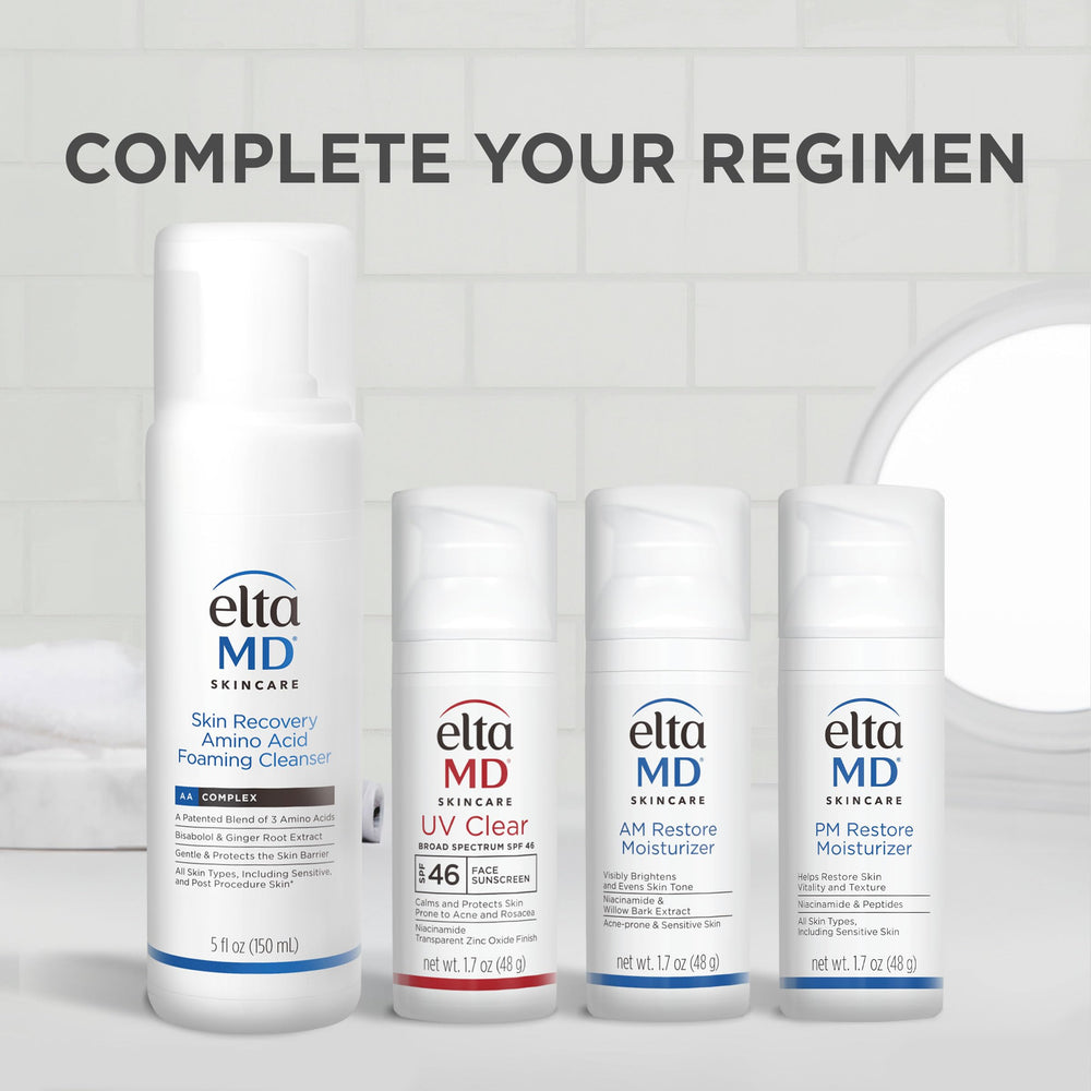 Applied to clean skin before bed with EltaMD PM Restore