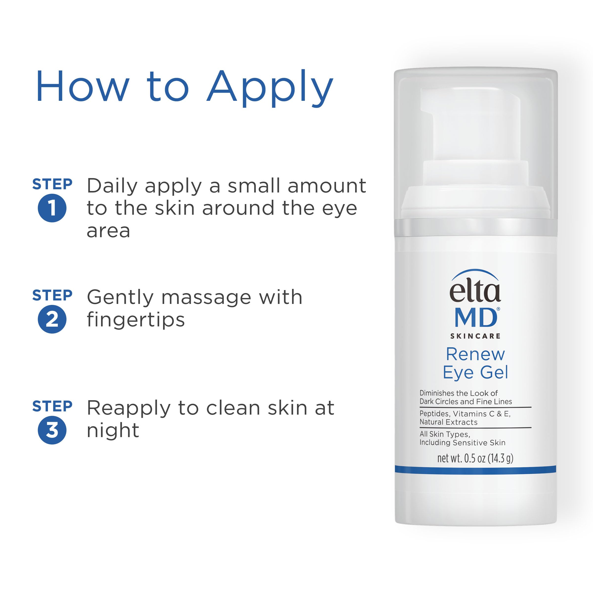 Oil-free formula of EltaMD Renew Eye Gel for gentle daily use.