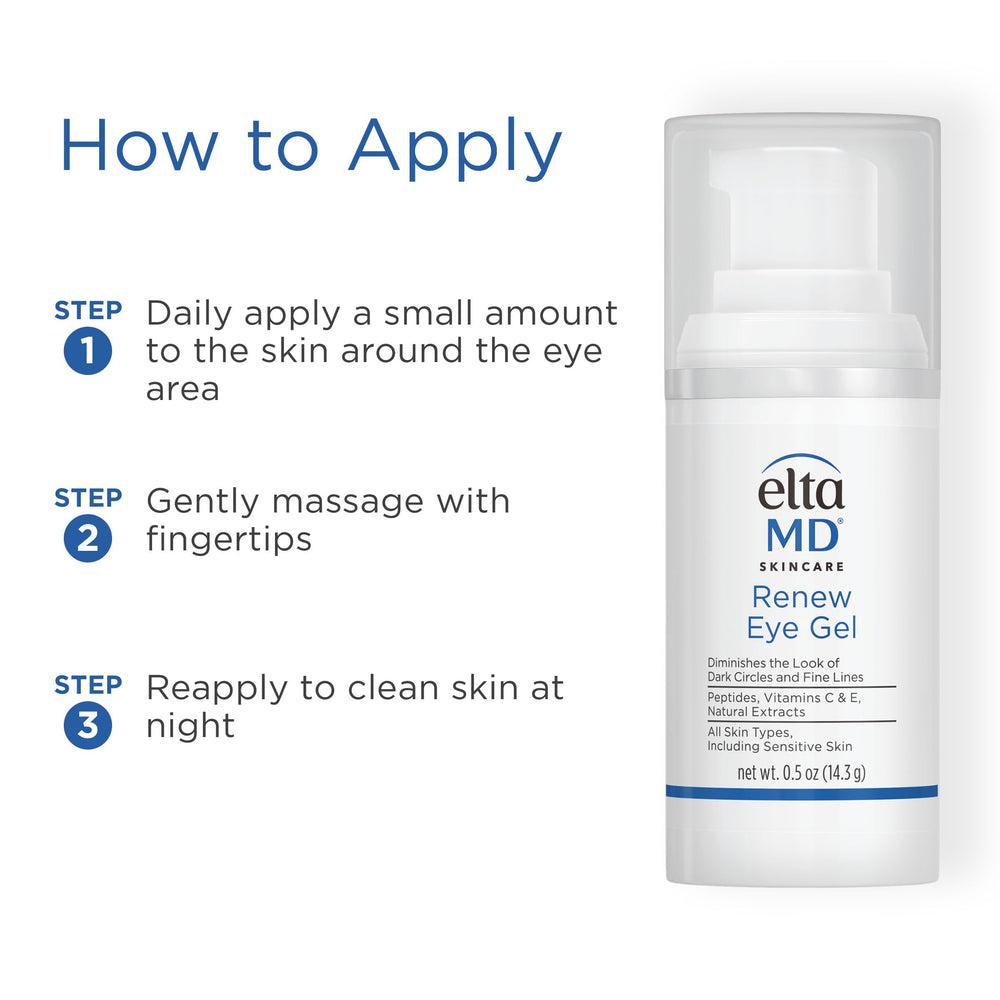 Oil-free formula of EltaMD Renew Eye Gel for gentle daily use.