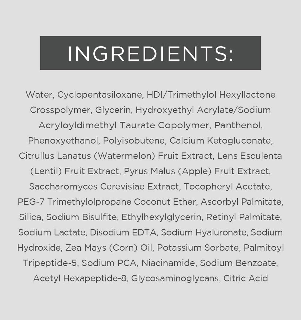 Under-eye area application with makeup, using EltaMD Renew Eye Gel.