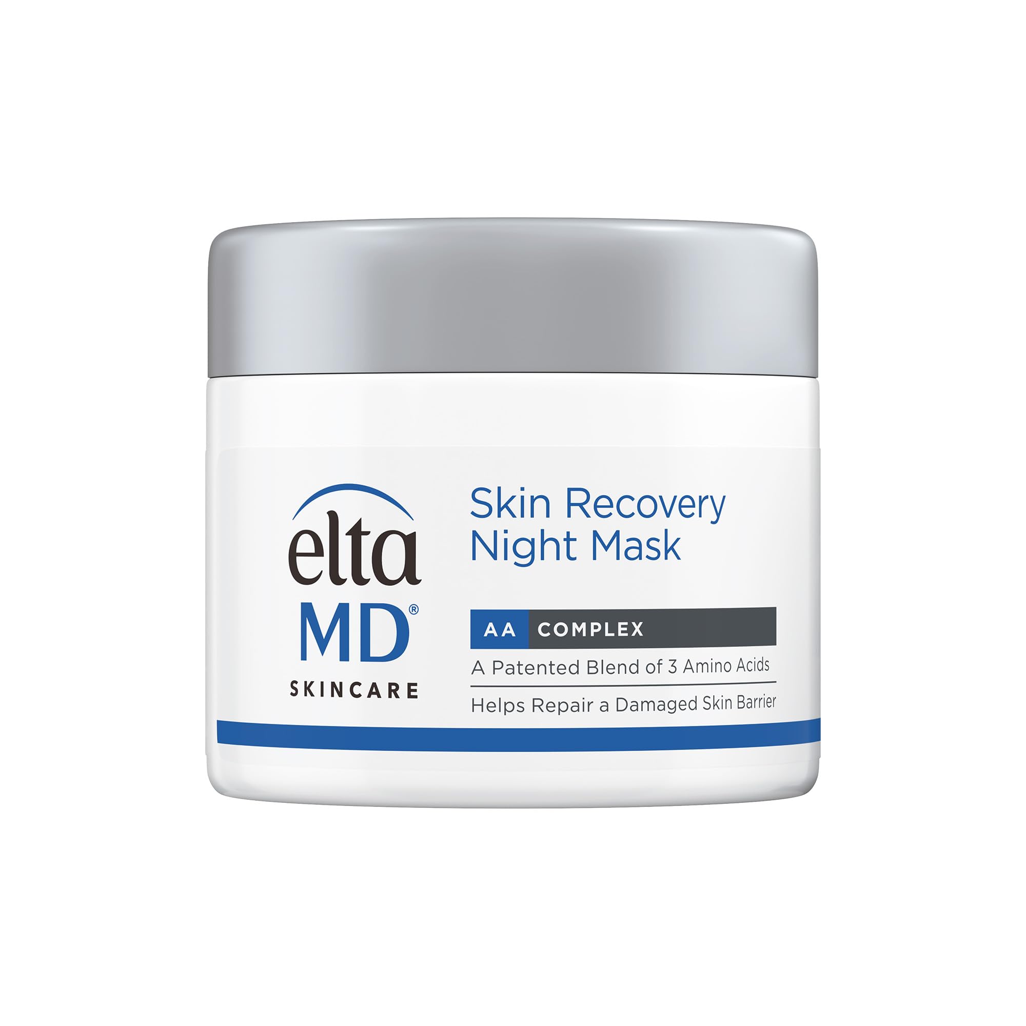 EltaMD Skin Recovery Night Mask jar highlighting hydration and redness reduction.