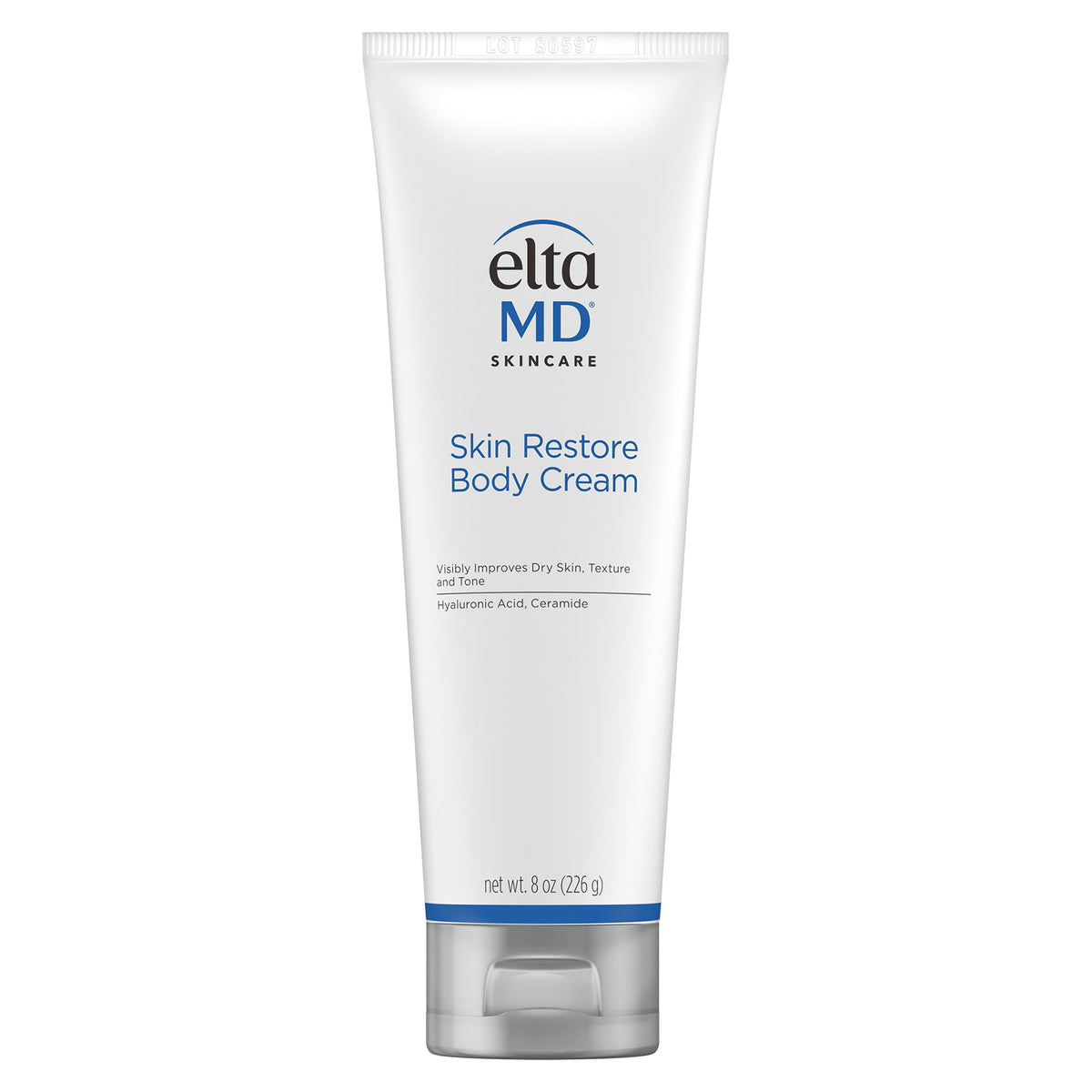 EltaMD Skin Restore Body Cream tube delivering deep hydration for dry skin.