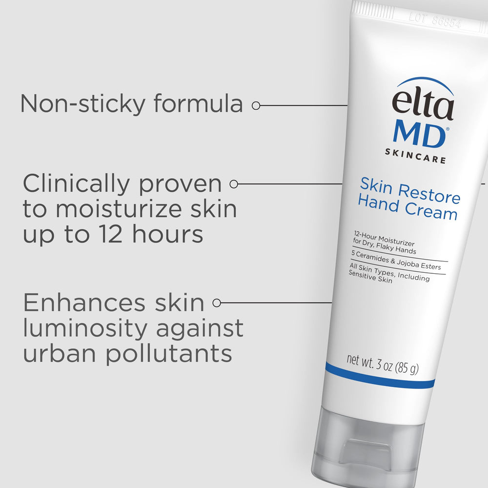 Eltamd Skin Restore Hand Cream being applied to the hand for absorption.