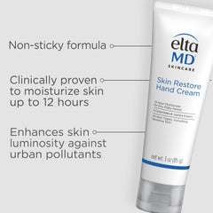 Eltamd Skin Restore Hand Cream being applied to the hand for absorption.