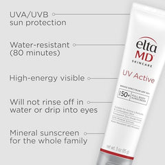 Applying EltaMD UV Active sunscreen on the skin during outdoor activity.