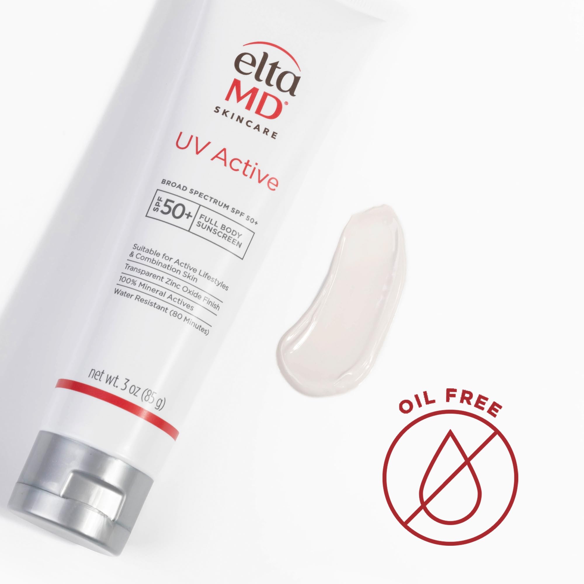 Sunscreen layer highlighting zinc oxide and titanium dioxide ingredients.