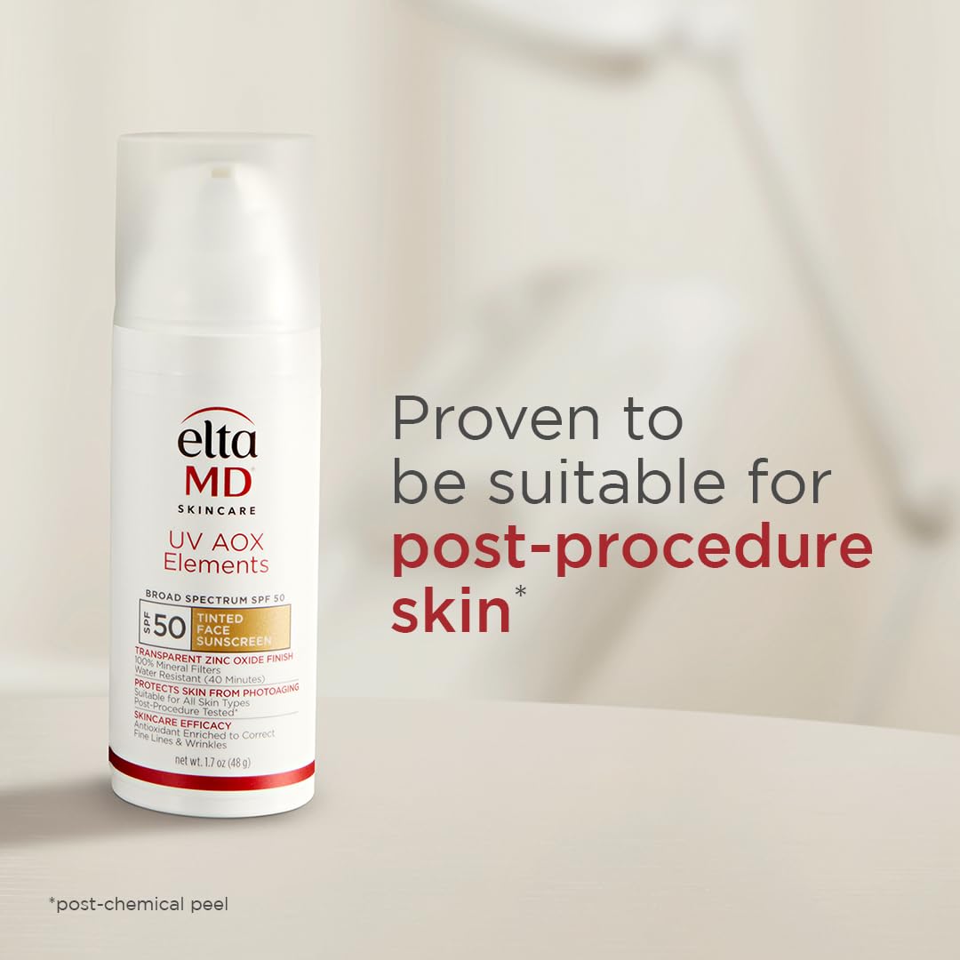 EltaMD UV AOX Elements bisabolol soothes and calms sensitive skin after application.