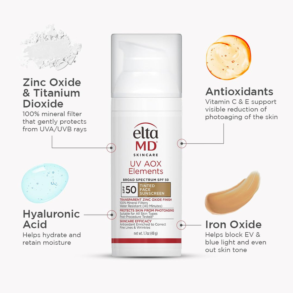 EltaMD UV AOX Elements blue-light protection for daytime wear.