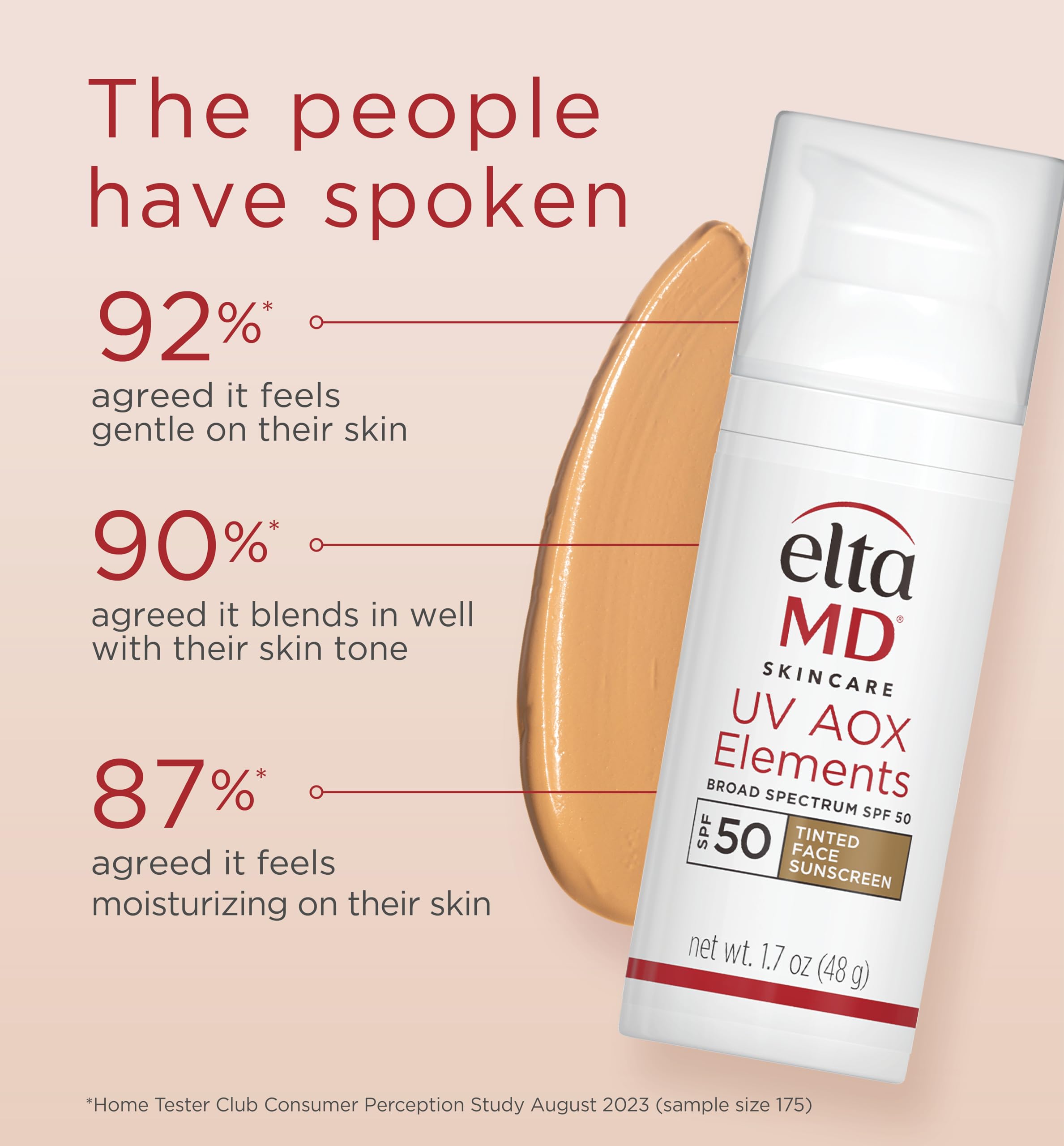 EltaMD UV AOX Elements mineral tint swatch blends naturally on skin.