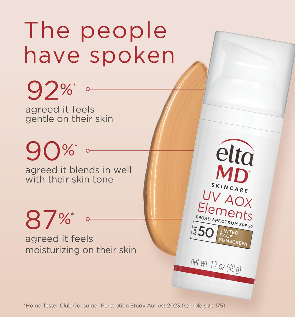 EltaMD UV AOX Elements mineral tint swatch blends naturally on skin.