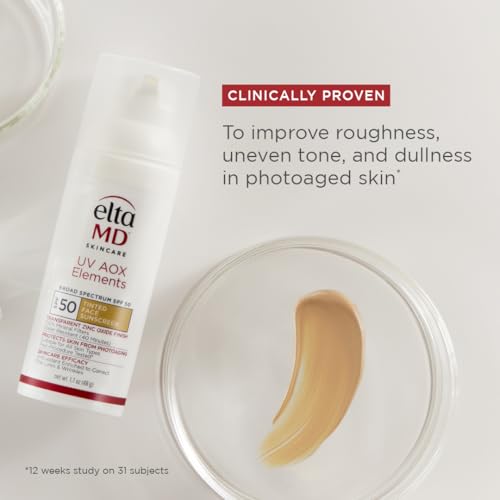 EltaMD UV AOX Elements SPF 50 tint offers broad protection for daily use.