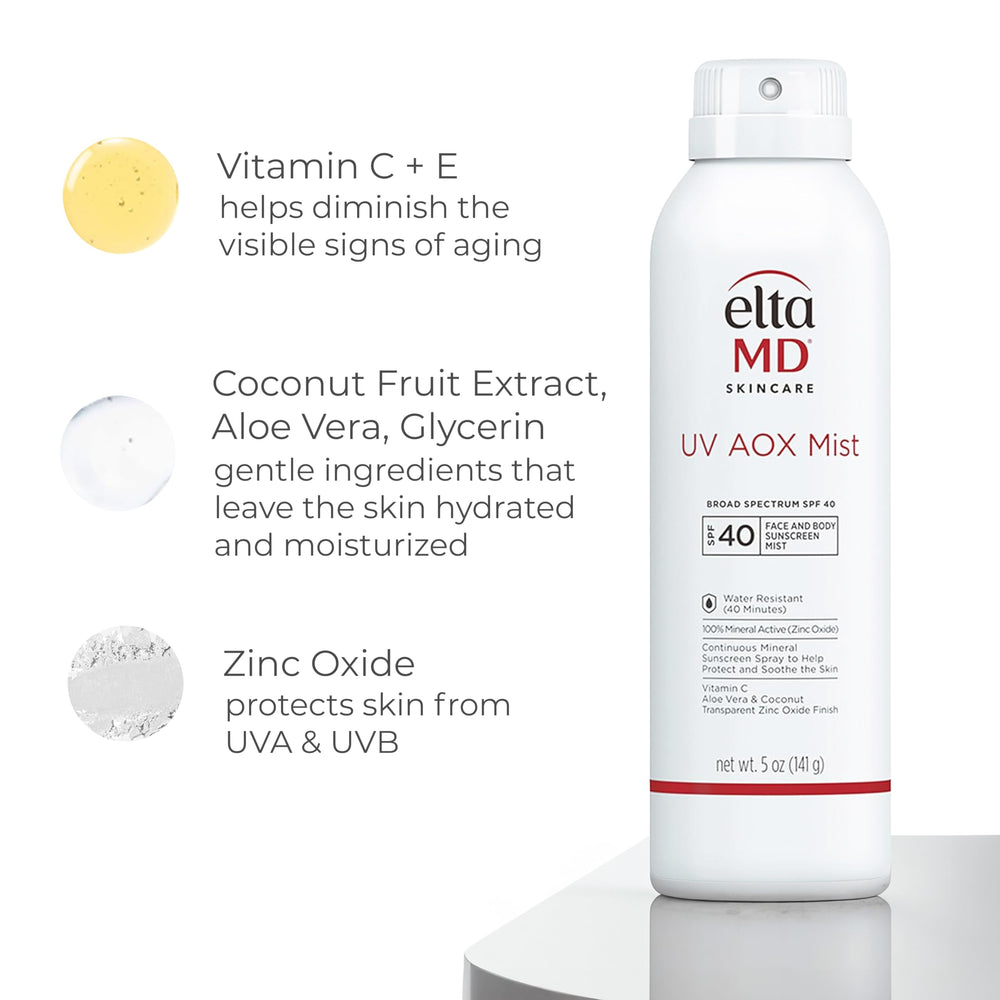 EltaMD UV AOX Mist fragrance-free hypoallergenic formula label
