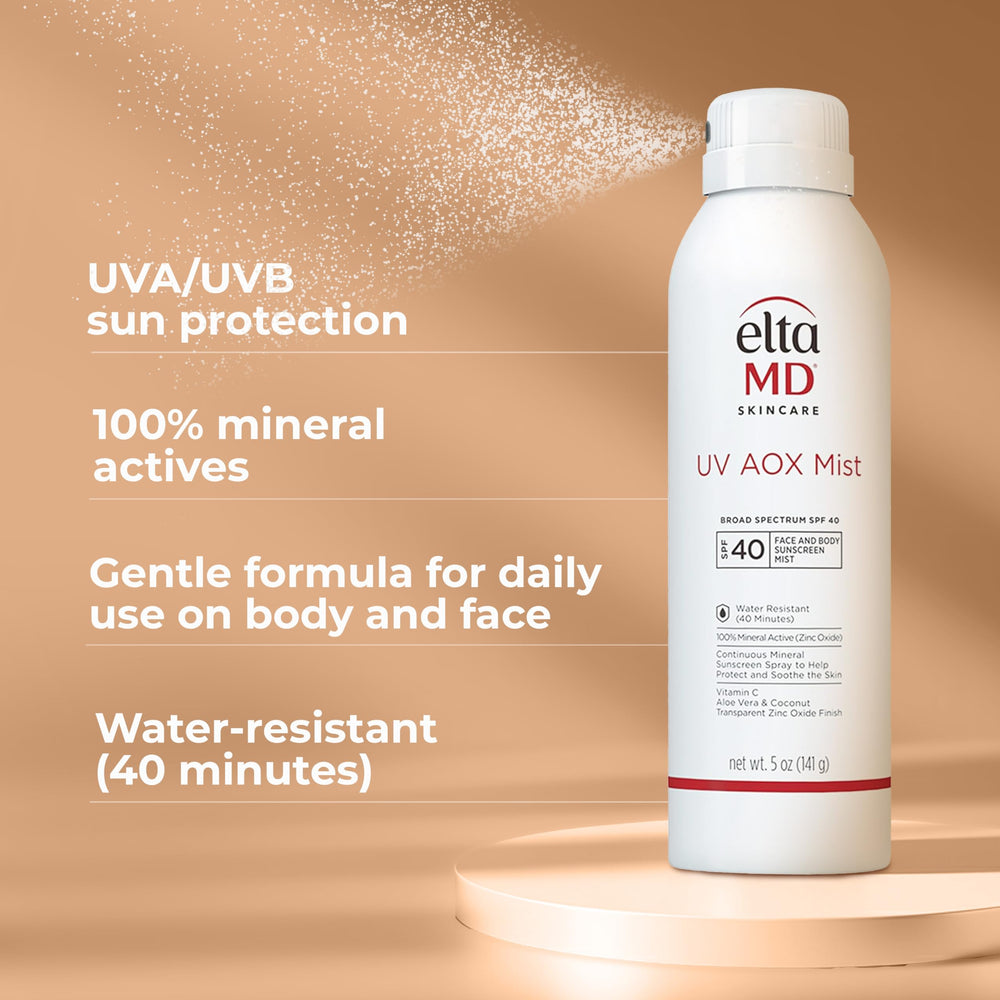 EltaMD UV AOX Mist zinc oxide barrier on skin protection