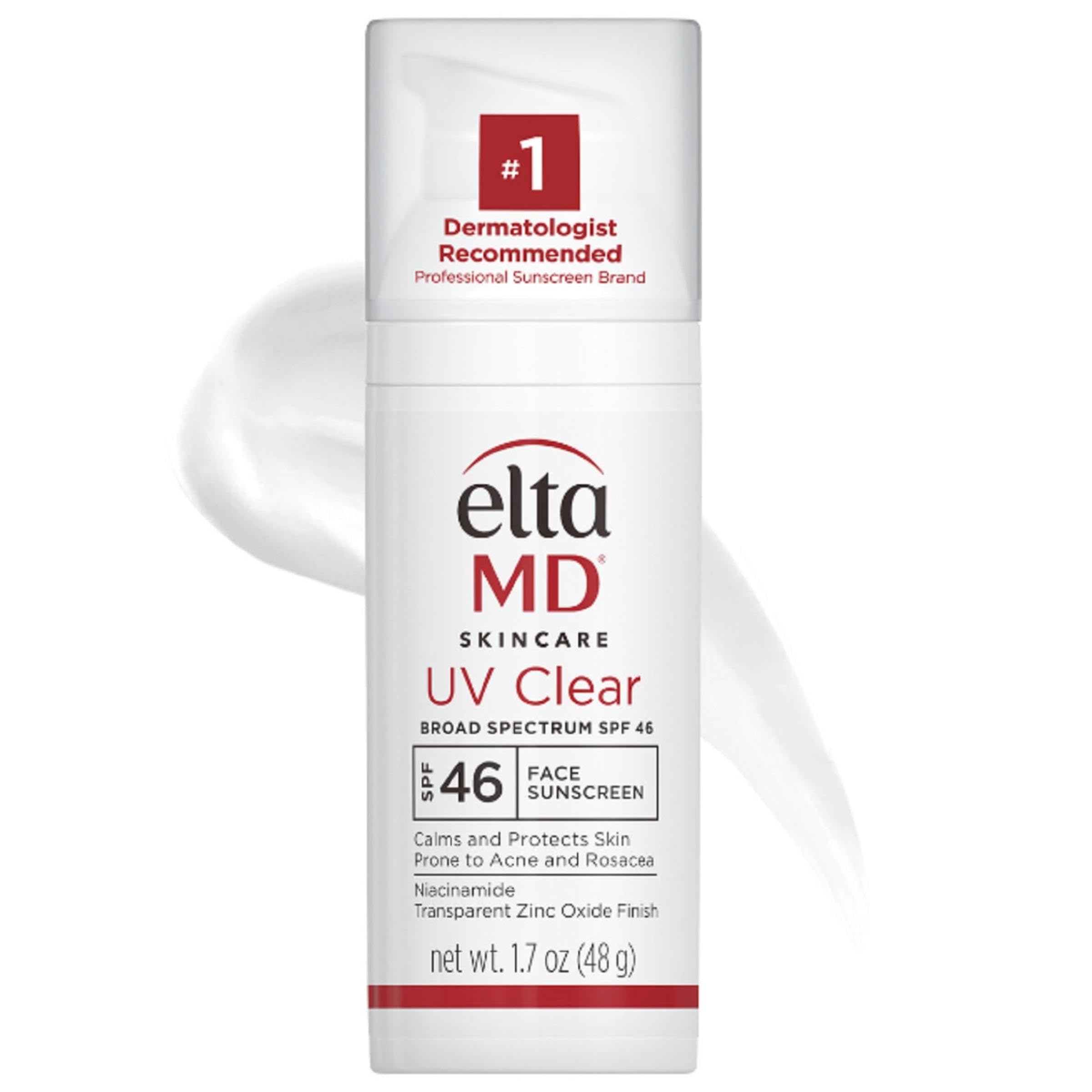 EltaMD UV Clear SPF 46 bottle front view offering daily sun protection with a lightweight feel.