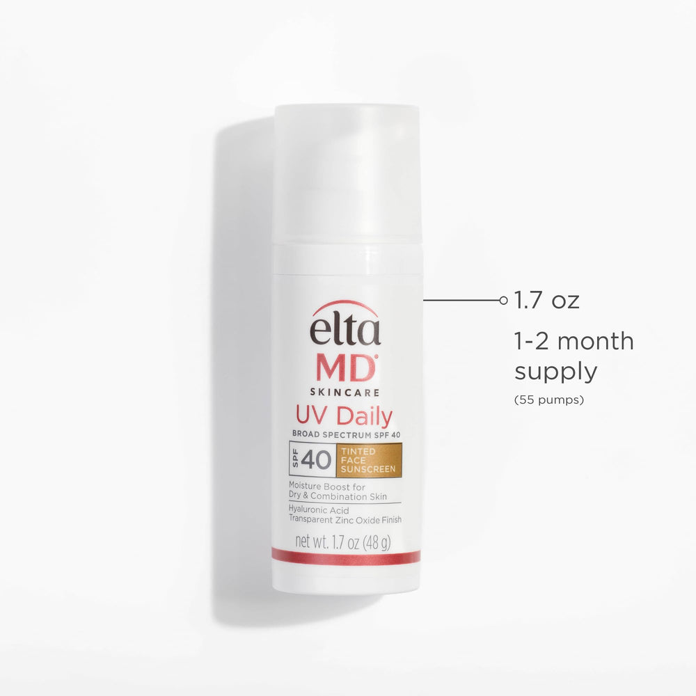 EltaMD UV Daily SPF 40 label close-up showing broad spectrum protection.