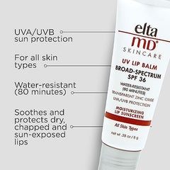 Hydromanil-infused lip balm from EltaMD providing immediate and lasting moisture