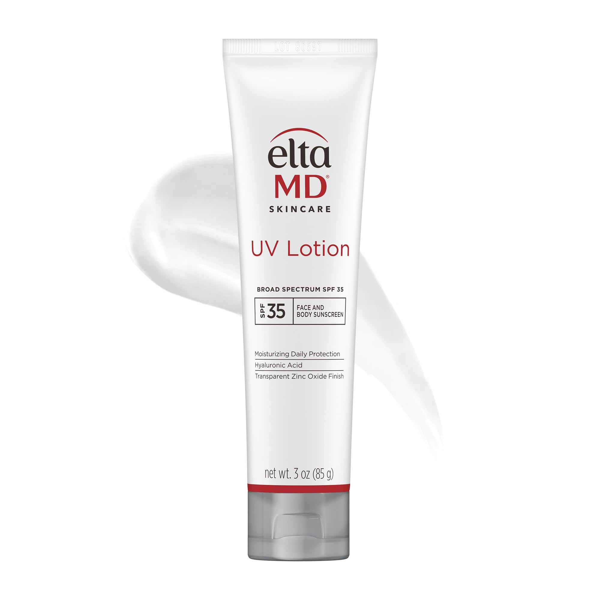 EltaMD UV Lotion pump bottle shown for easy full-body sun protection.