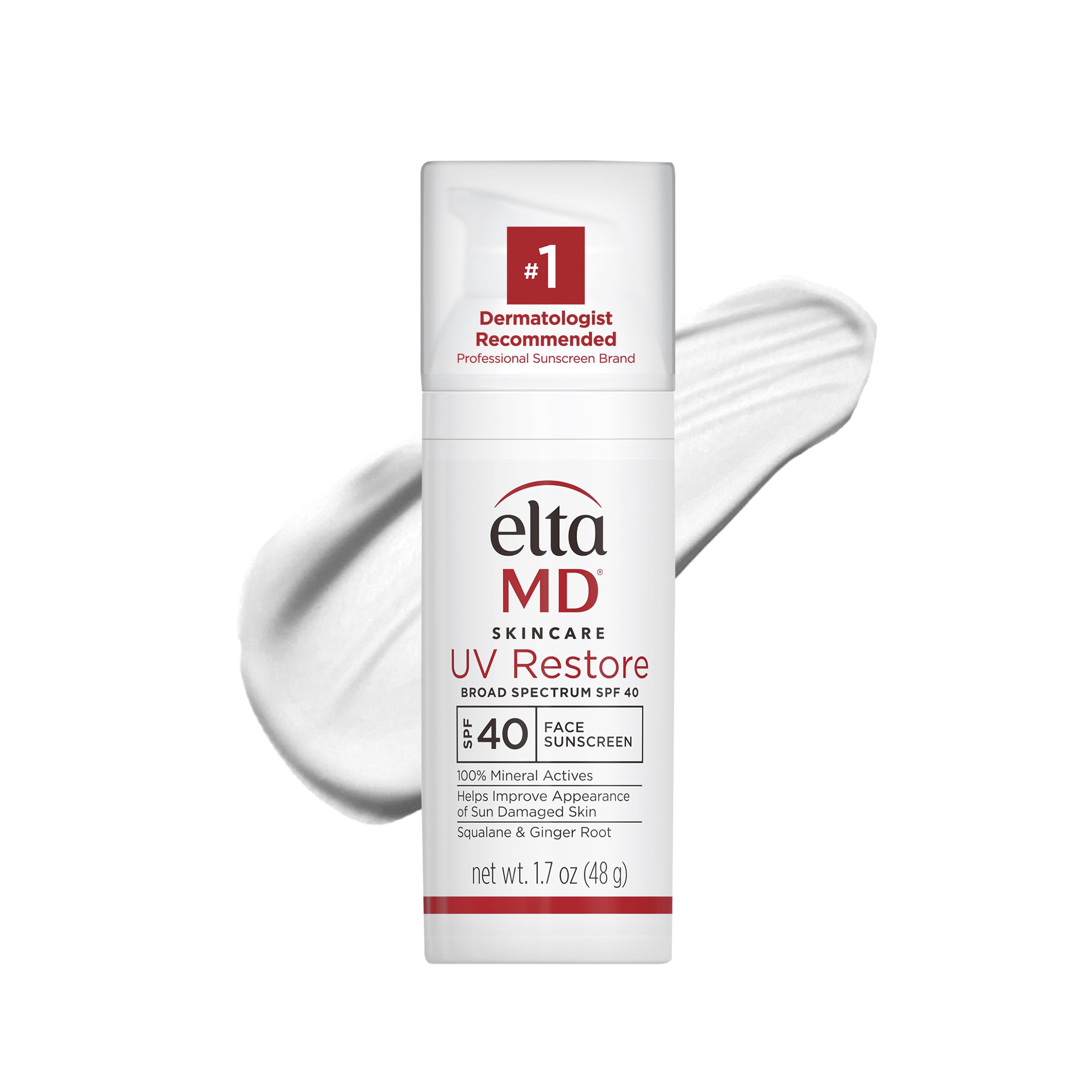 EltaMD UV Restore bottle front view showing SPF 40 mineral protection for sun damaged skin