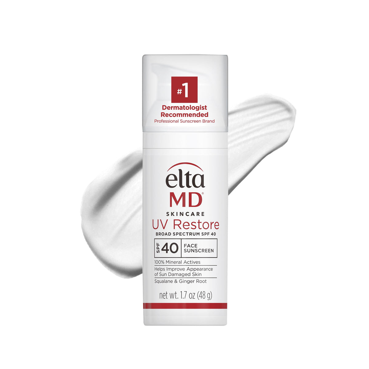 EltaMD UV Restore bottle front view showing SPF 40 mineral protection for sun damaged skin