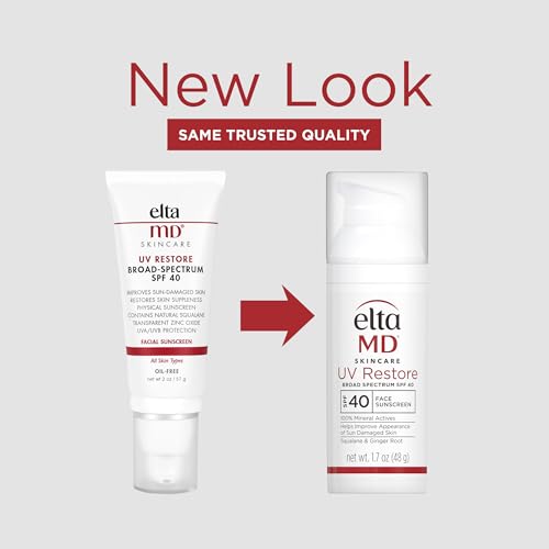 EltaMD UV Restore SPF 40 tinted formula on packaging highlighting mineral sunscreen benefits