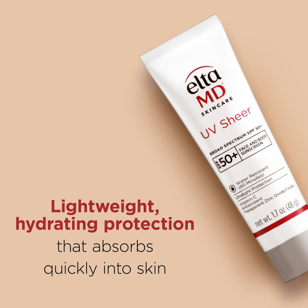 Hyaluronic acid and squalane hydrate skin with EltaMD UV Sheer.