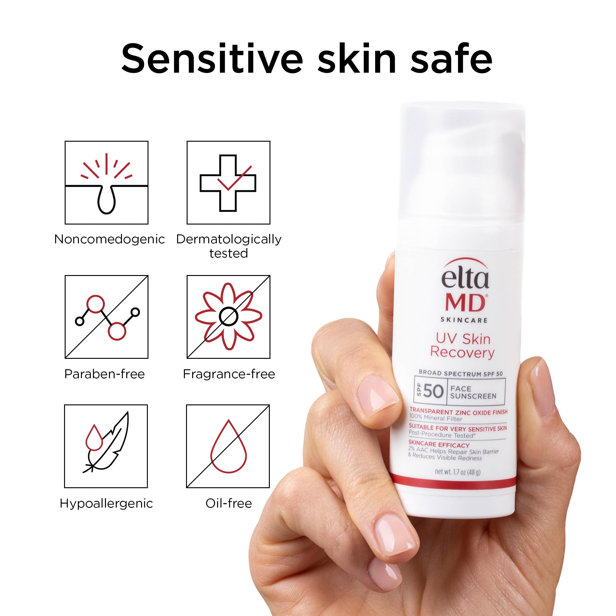 EltaMD UV Skin Recovery shows no white cast on diverse skin tones.