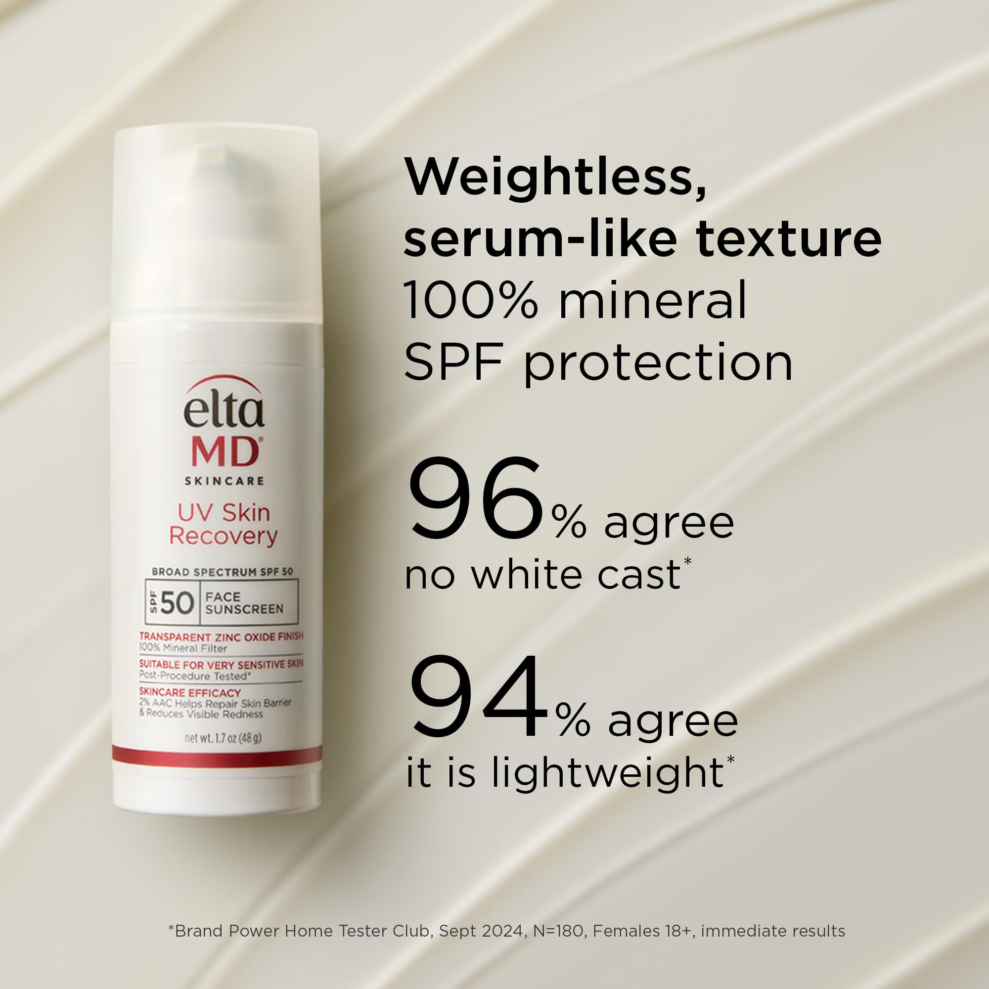 EltaMD UV Skin Recovery travel-size pump fits bags and on-the-go skincare.