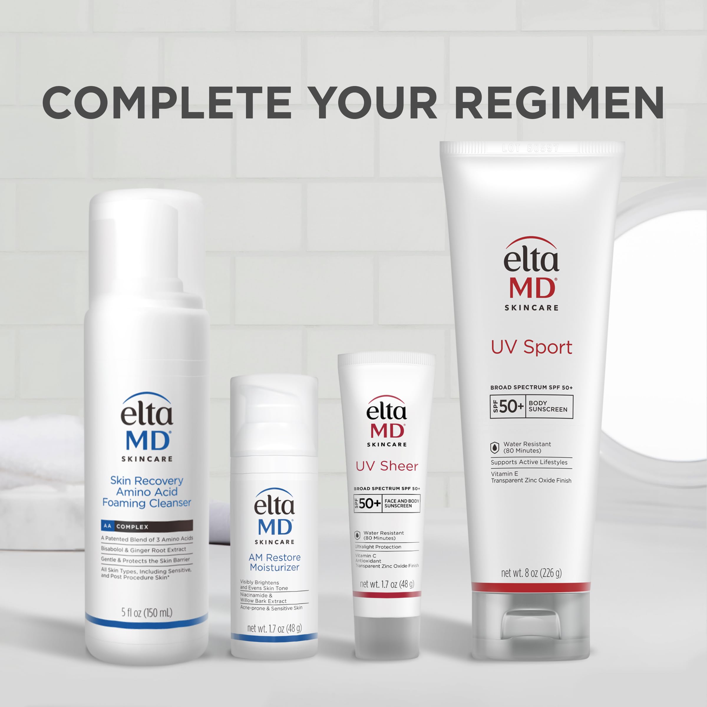 EltaMD UV Sport 80-minute water resistance feature highlighted on packaging