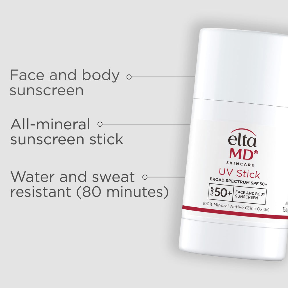 EltaMD UV Stick being applied to skin for a quick, mess-free glide.