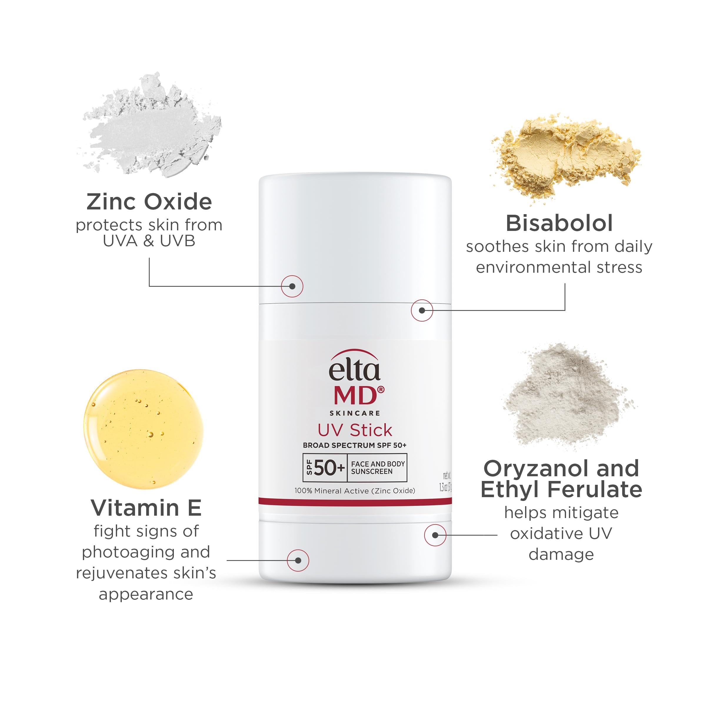 EltaMD UV Stick shows a clear finish with no white cast on skin.