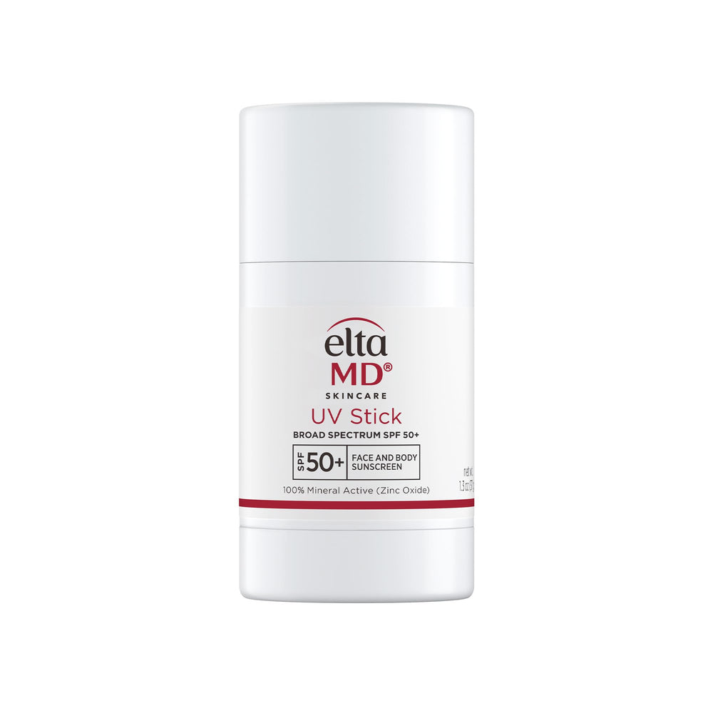 EltaMD UV Stick packaging highlights travel-size mineral sunscreen for on-the-go protection.