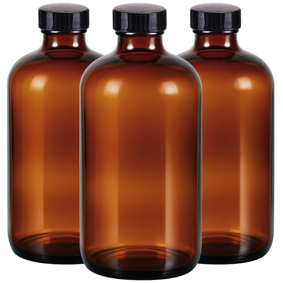 Elumeiro amber Boston Round bottle 16oz protects light-sensitive contents from UV exposure.