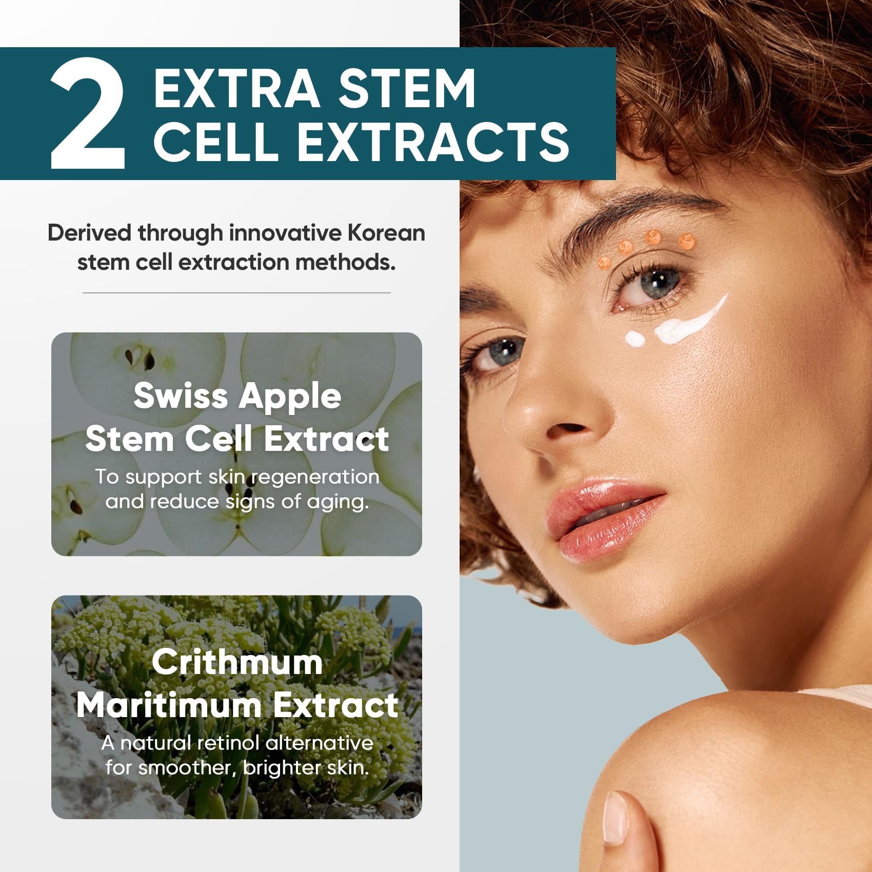 Elvira Dual Eye Cream tube application demonstrates easy eye-area massage.