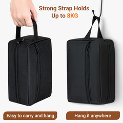 Elviros shaving kit space in bag keeps grooming items organized.
