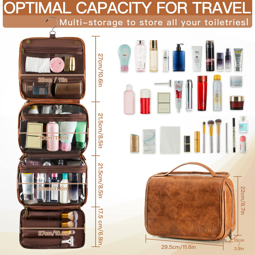 Elviros hanging toiletry bag swivel hook for versatile hanging in hotels.