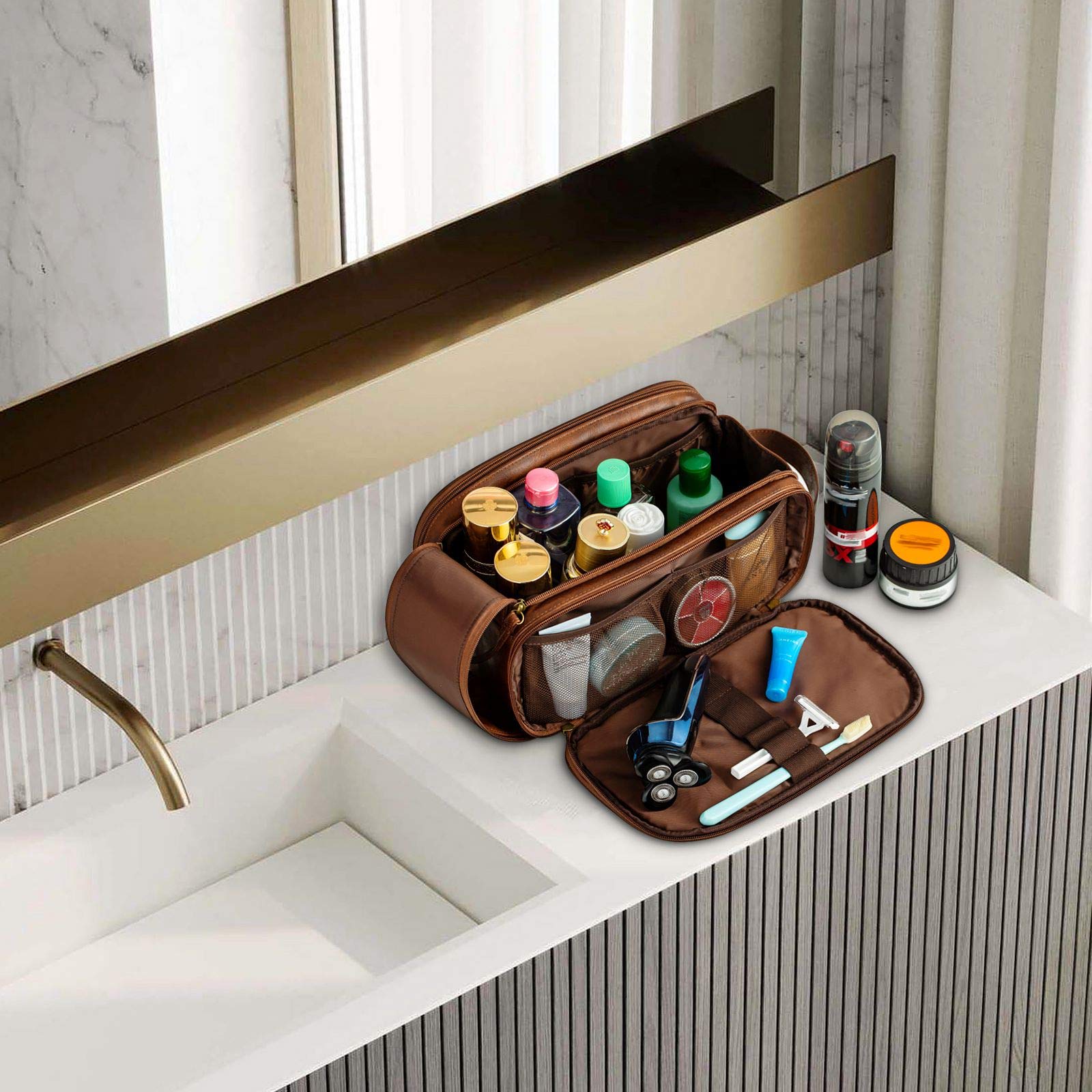 Elviros PU leather bag with water-resistant lining for daily use.