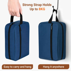 Elviros toiletry bag showing main pocket and side pocket for organized storage