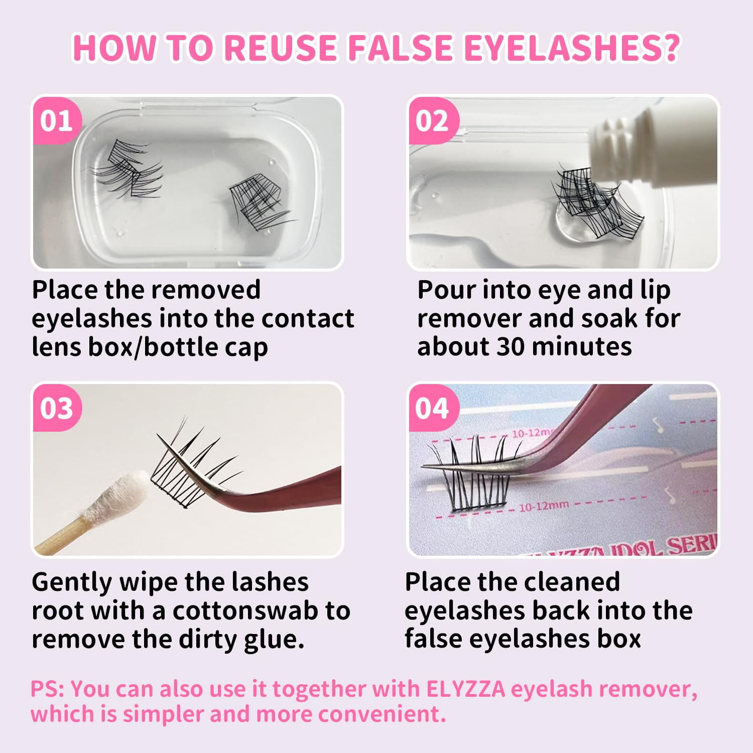 ELYZZA Idol lash maintenance storage suggests long-lasting reuse with proper care.