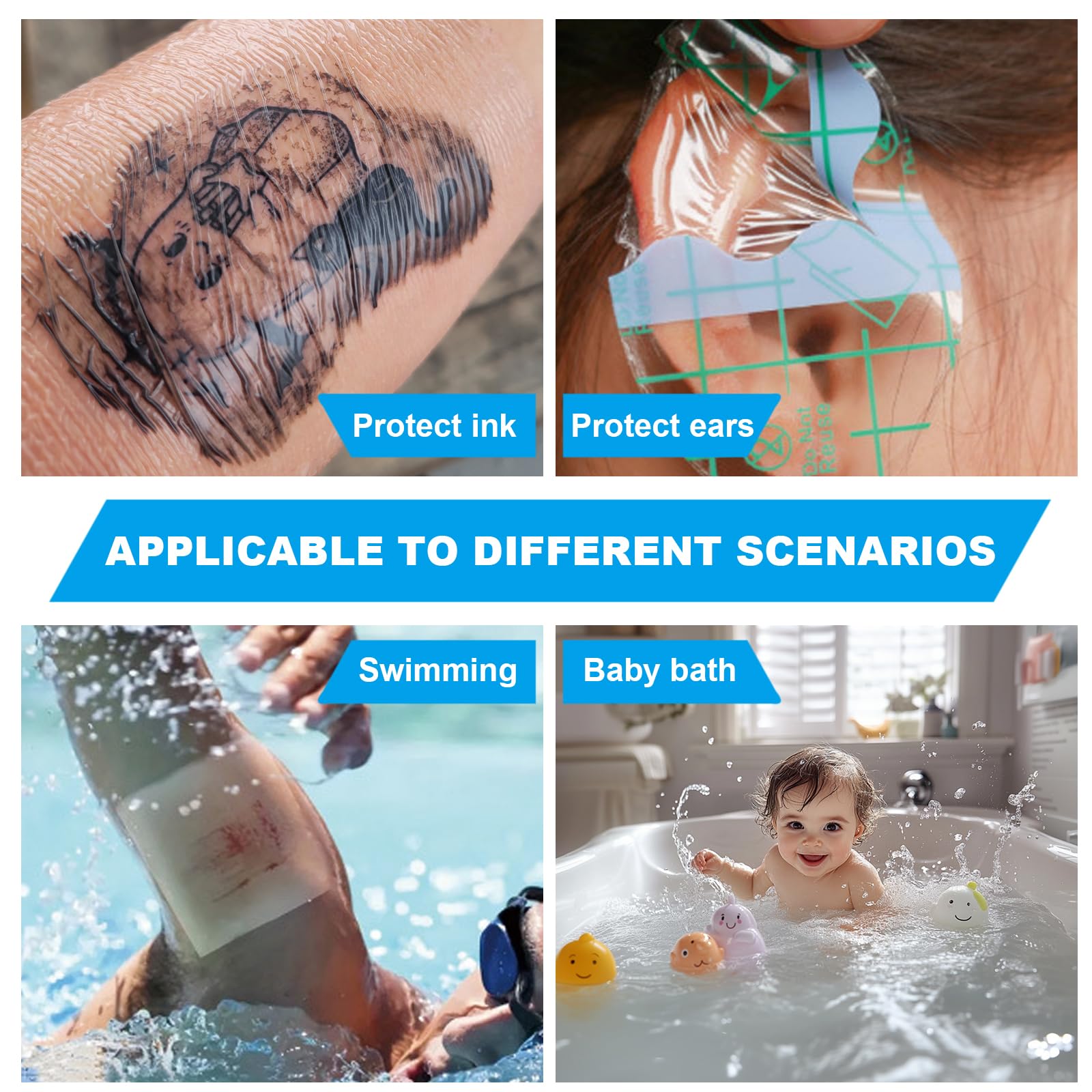 Cobertura de tatuaje a prueba de agua Emalla, ideal para ducha y natación.