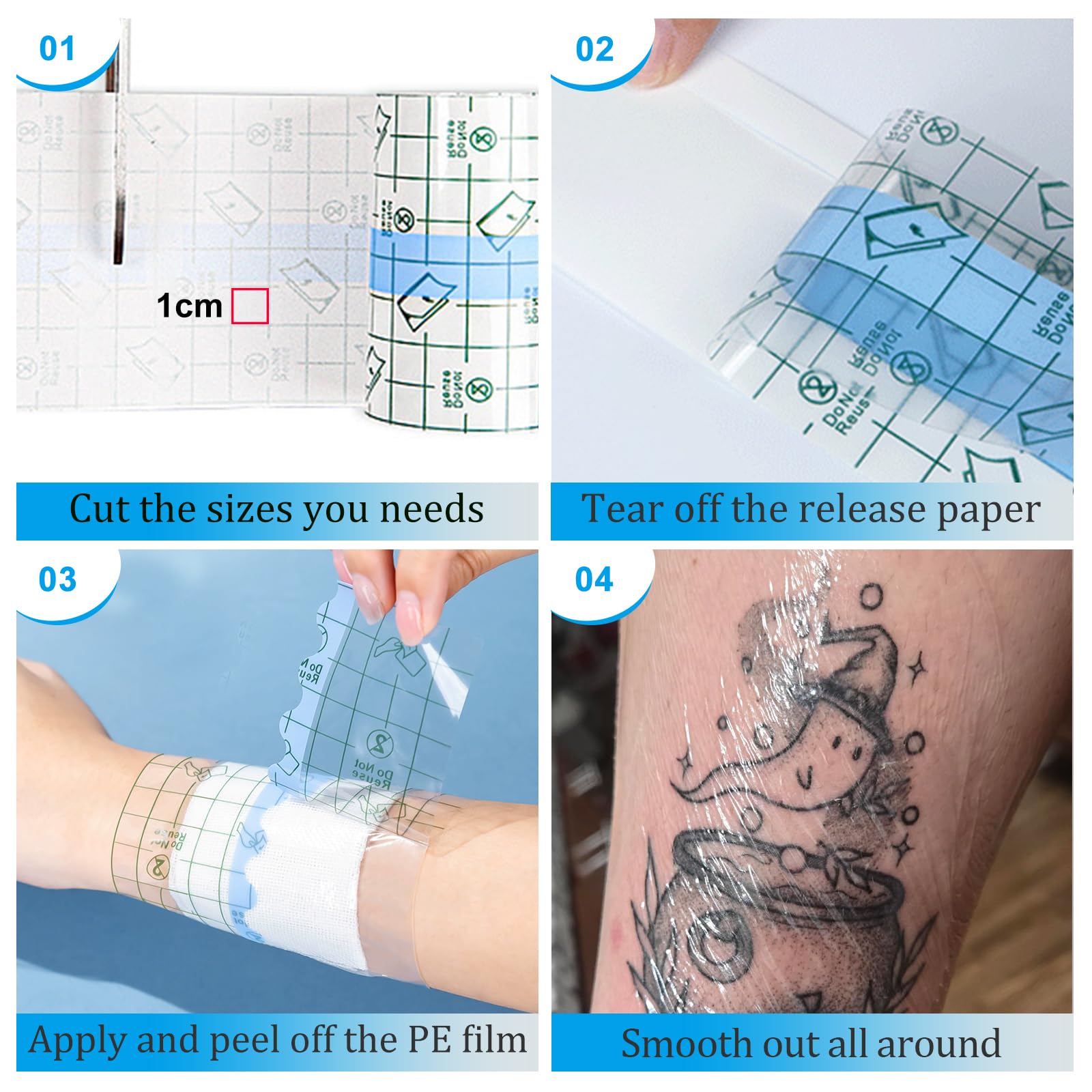 Emalla segunda piel tatuaje 6 pulg., ideal para piezas grandes y flexión.