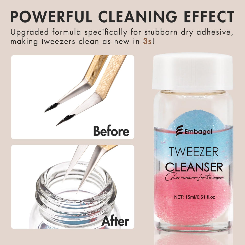 Embagol 2-bottles cleanser kit keeps lash tools ready for sessions.