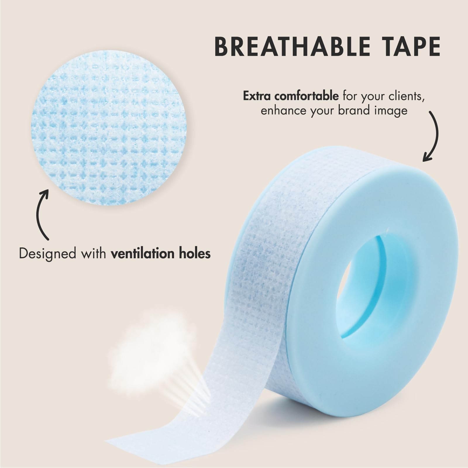 Closeup of Embagol silicone gel tape highlighting medical-grade material for safe lash support.