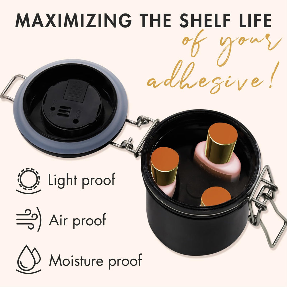 Embagol glue tank featuring hygrometer thermometer for storage condition awareness.