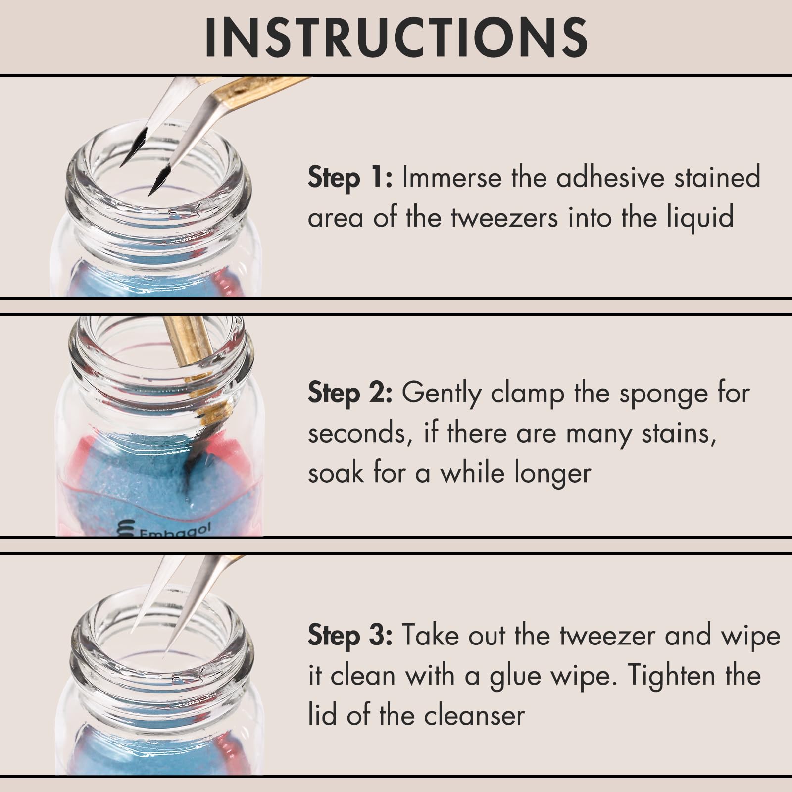 Embagol home and salon use cleanser keeps tools tidy between clients.